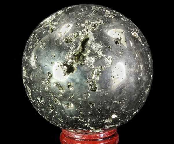 Polished Pyrite Sphere - Peru #65118
